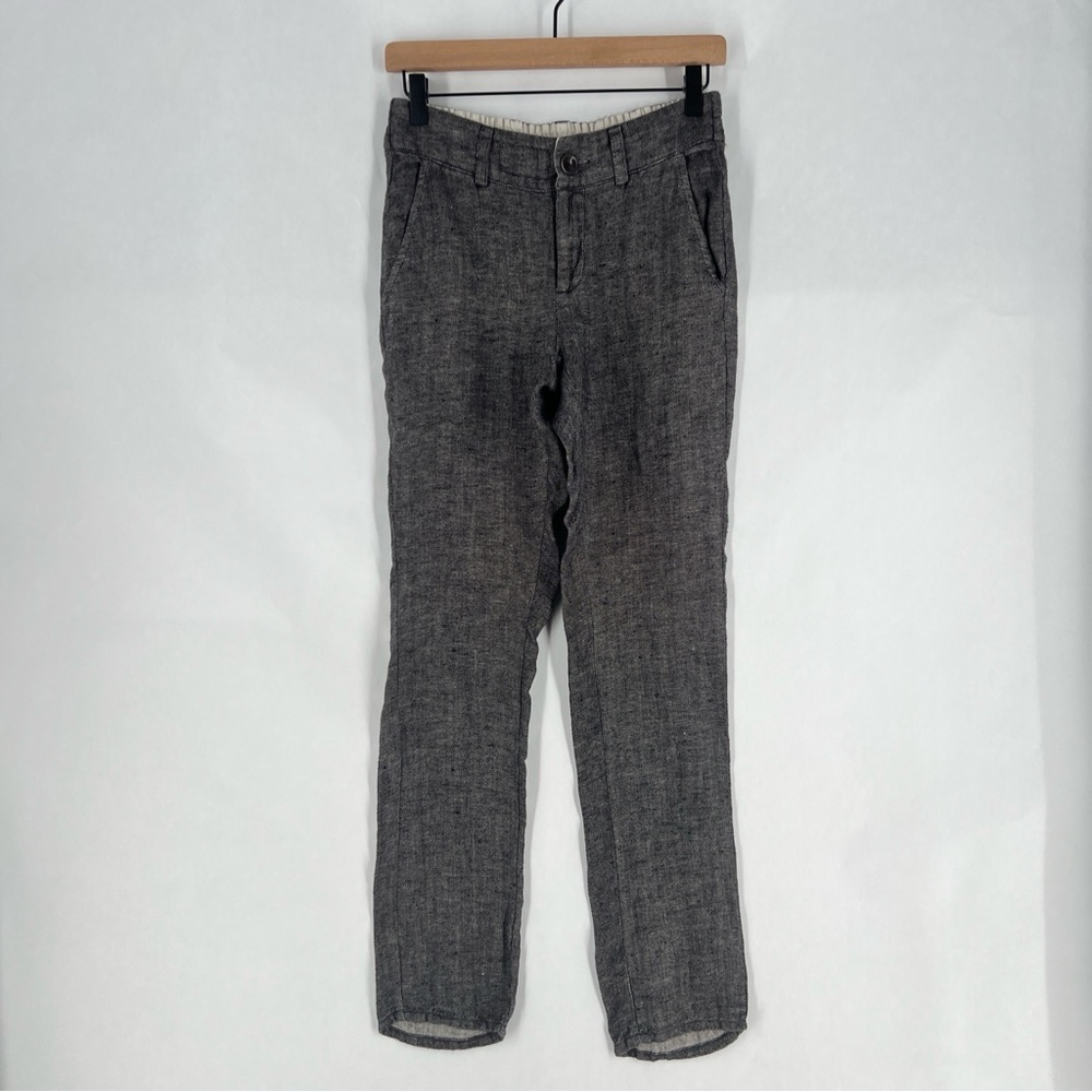 Formidable DAR Handmade Gray Linen‎ Lightweight Mid Rise Slim Leg Pants Size XS
